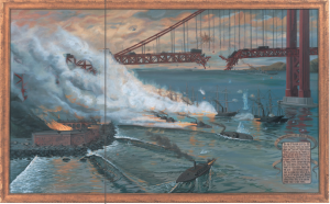 The Bombardment of Fort Point, 1996, oil on canvas, 34" x 57